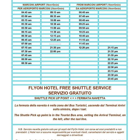 Flyon Hotel & Conference Center Bologna Esterno foto Menu of Free Shuttle service